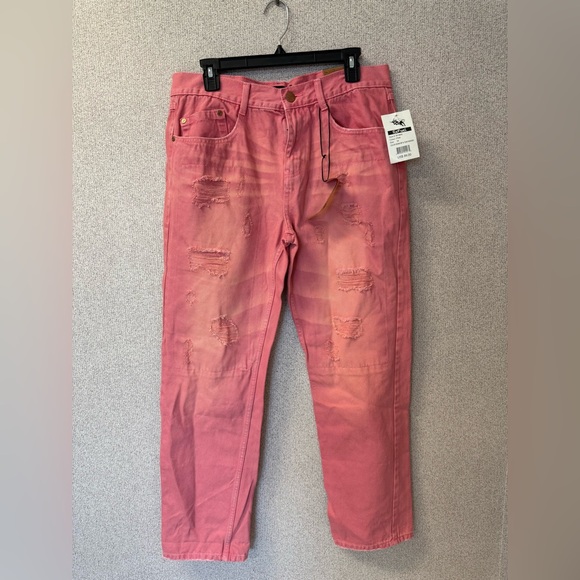 Refuel Mens Size 34 distressed relaxed Coral‎ Denim Jeans - Picture 1 of 8